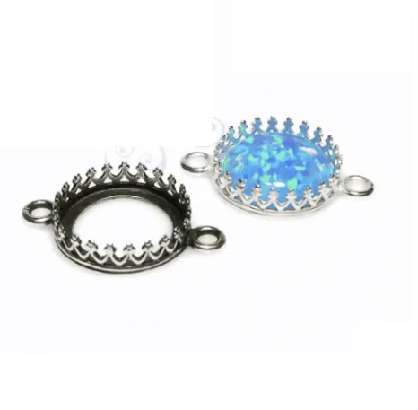 🆕🔗 Gallery Wire Bezel Cup Setting (with 2x Closed Jump Ring) - ROUND CABOCHON