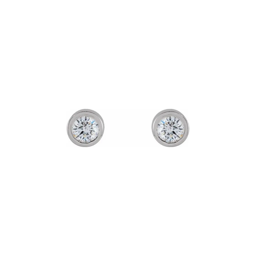 0.04ctw Mini Round Bezel Diamond Stud Earrings in Solid Gold