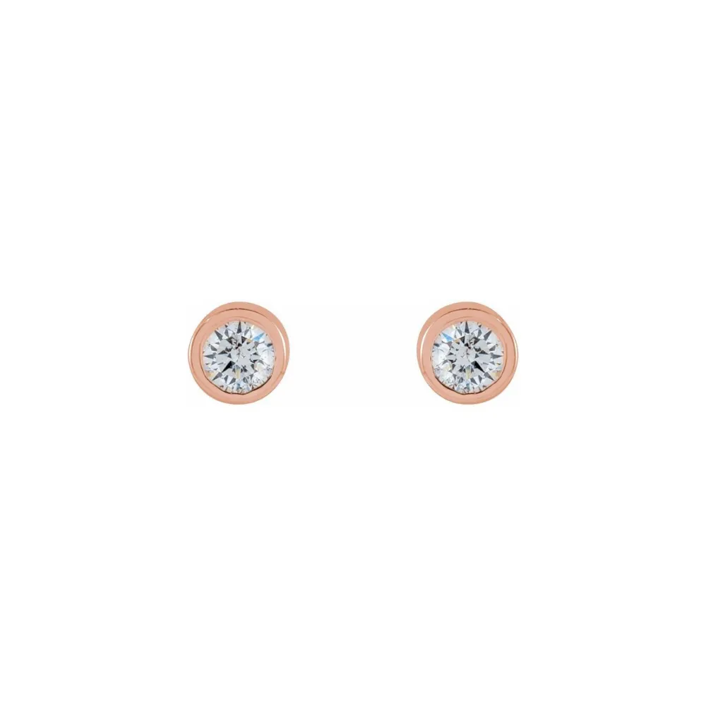 0.04ctw Mini Round Bezel Diamond Stud Earrings in Solid Gold