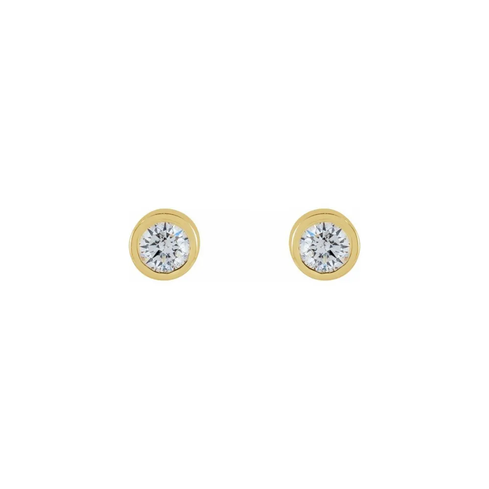 0.04ctw Mini Round Bezel Diamond Stud Earrings in Solid Gold