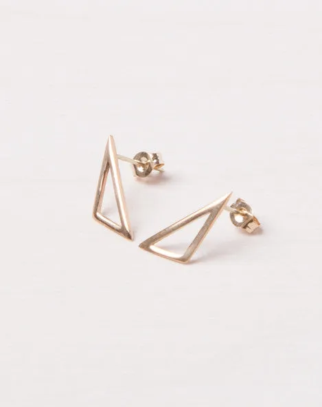 10K Gold Triangle Outline Studs