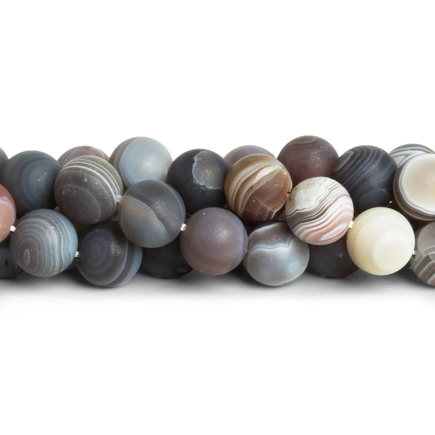 10mm Matte Botswana Agate Plain Rounds 15 inch 34 beads