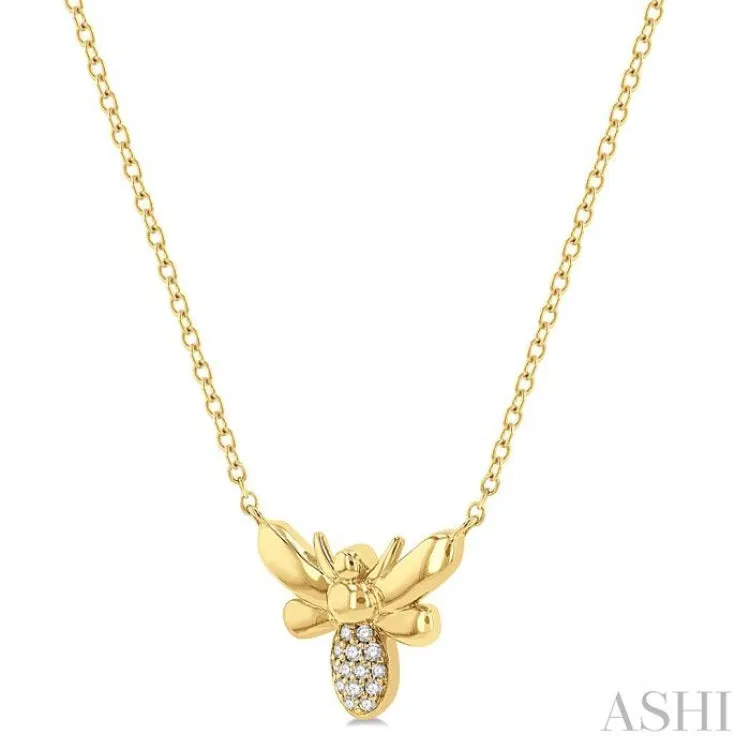 1/20 ctw Bumble Bee Round Cut Diamond Petite Fashion Pendant With Chain in 10K Yellow Gold