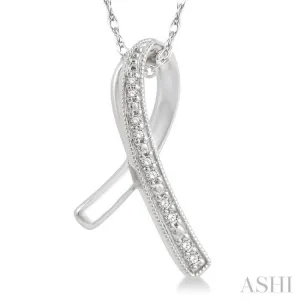 1/20 Ctw Round Cut Diamond Awareness Ribbon Pendant With Chain in 10K White Gold