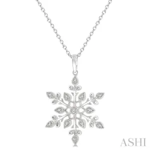 1/20 ctw Snowflake Lattice Round Cut Diamond Pendant With Chain in Silver