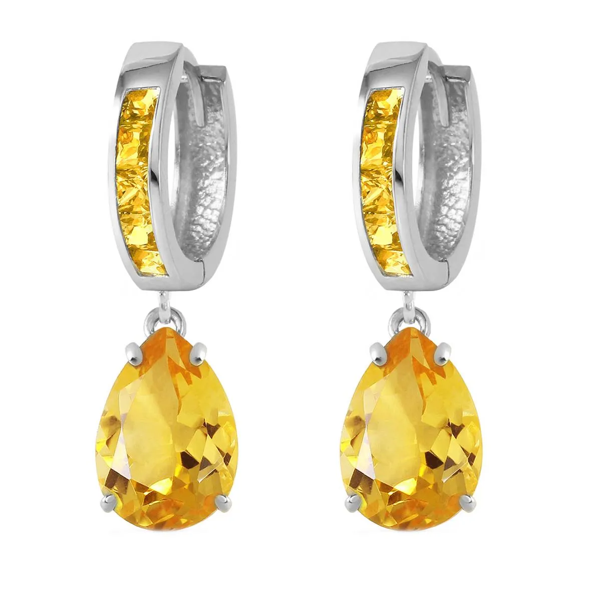 13.2 Carat 14K Solid White Gold Loving Touch Citrine Earrings