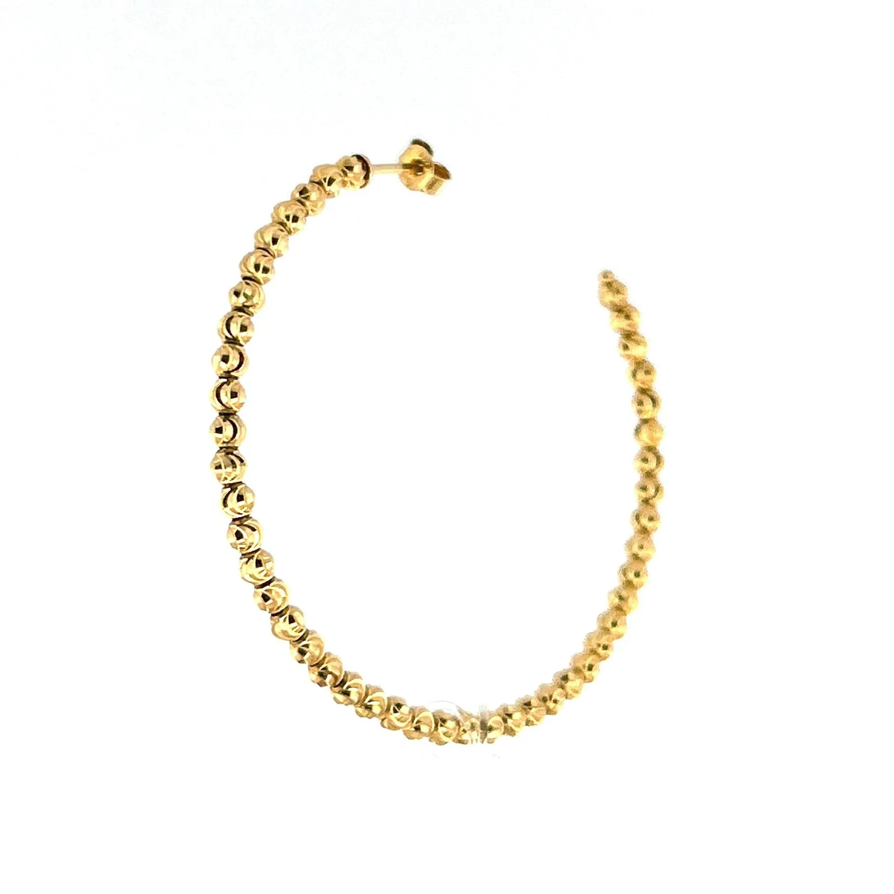 14K Gold Large Diamond Cut Ball Hoop Earrings