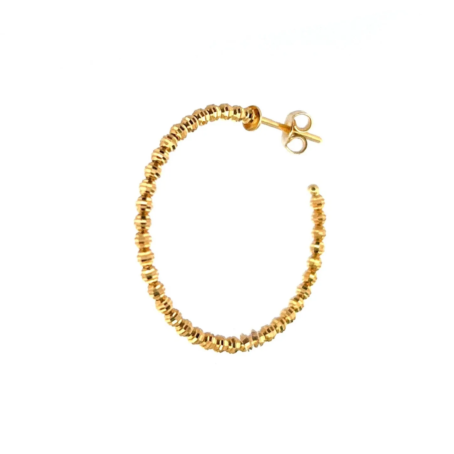 14K Gold Mini Diamond Cut Ball Hoop Earrings