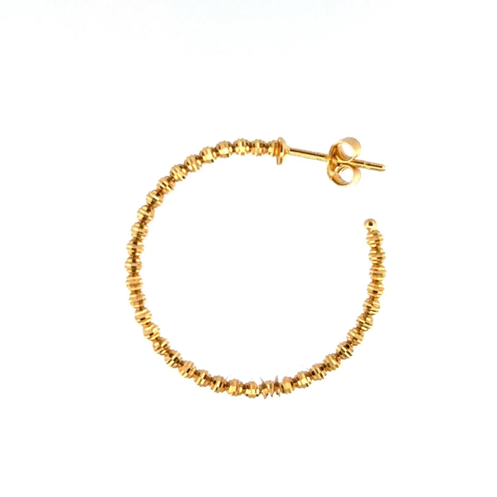 14K Gold Mini Diamond Cut Ball Hoop Earrings