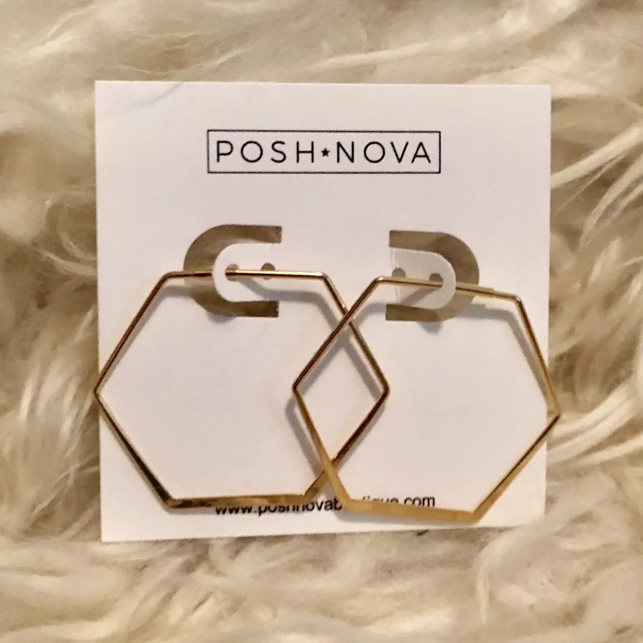 14K Hexagon Hoops