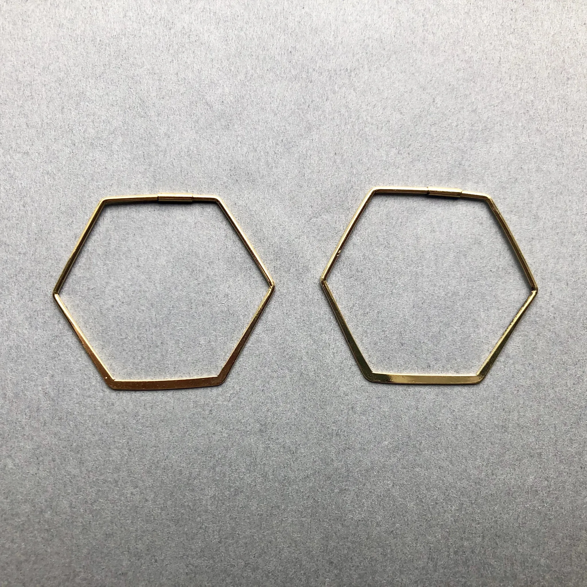 14K Hexagon Hoops