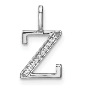 14K White Gold Diamond 0.035-CT Lower Case Style Z Initial Charm Pendant