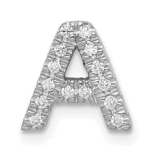 14K White Gold Diamond 0.12-CT Letter A Initial Charm Pendant