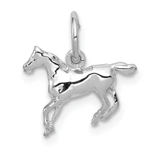 14k White Gold Open Back Solid Polished Finish Horse Charm Pendant