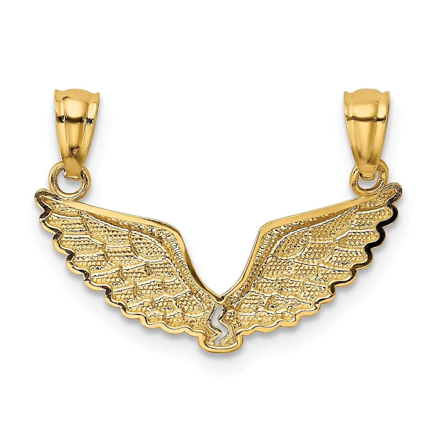 14k Yellow Gold 2 Piece Break Apart Angel Wings Pendants