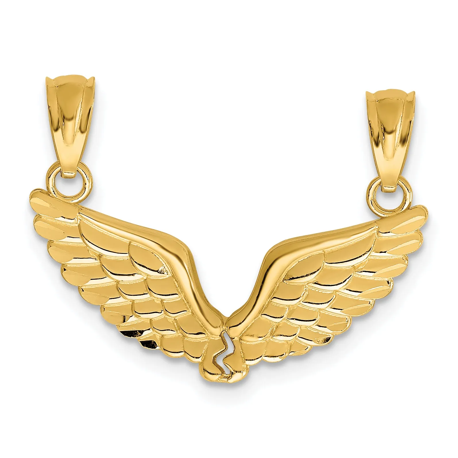 14k Yellow Gold 2 Piece Break Apart Angel Wings Pendants