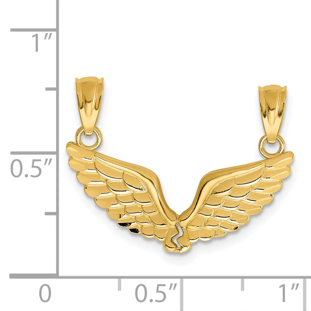 14k Yellow Gold 2 Piece Break Apart Angel Wings Pendants