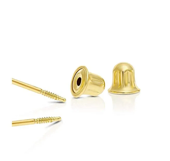 14k Yellow Gold Classic Ball Stud Earrings with Screwbacks (Unisex)