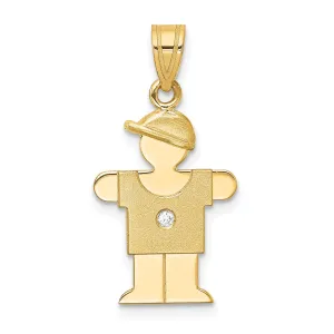 14k Yellow Gold Diamond Boy With Hat Hugs Pendant