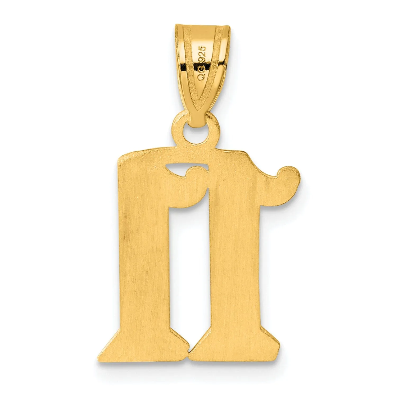 14k Yellow Gold Polished Etched Finish Number 11 Charm Pendant