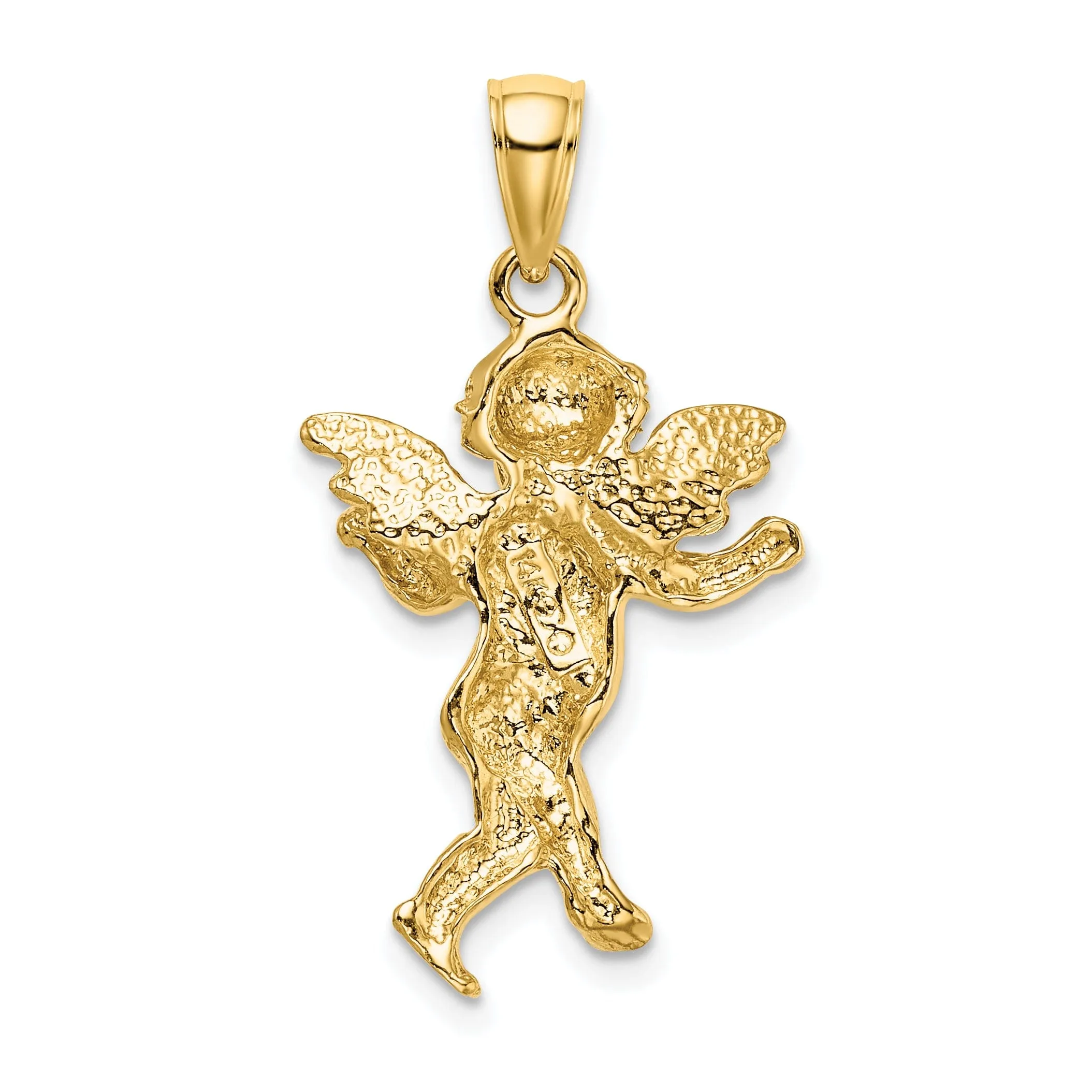 14K Yellow Gold Polished Finish Concave Angel Walking Pendant