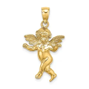 14K Yellow Gold Polished Finish Concave Angel Walking Pendant