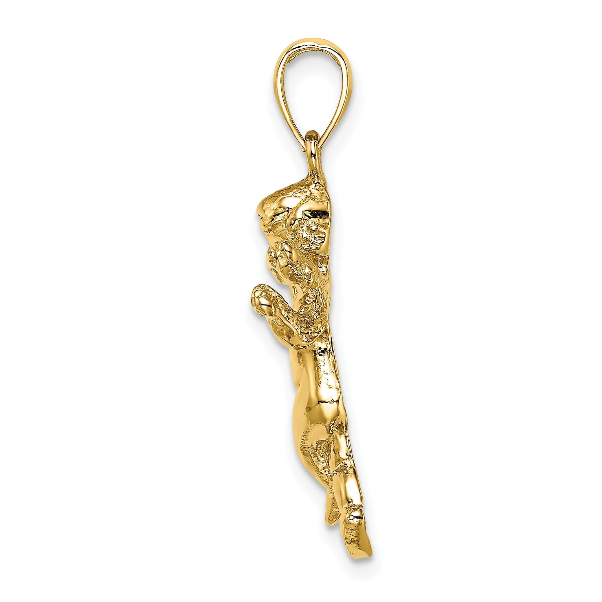 14K Yellow Gold Polished Finish Concave Angel Walking Pendant