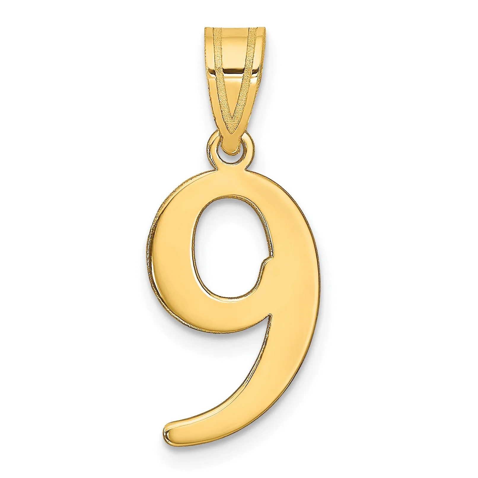 14k Yellow Gold Polished Finish Number 9 Charm Pendant