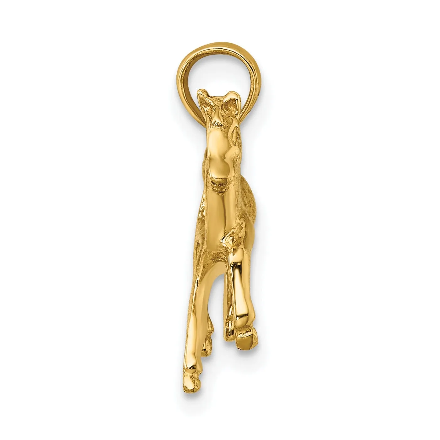 14K Yellow Gold Polished Finish Open Back Galloping Horse Charm Pendant