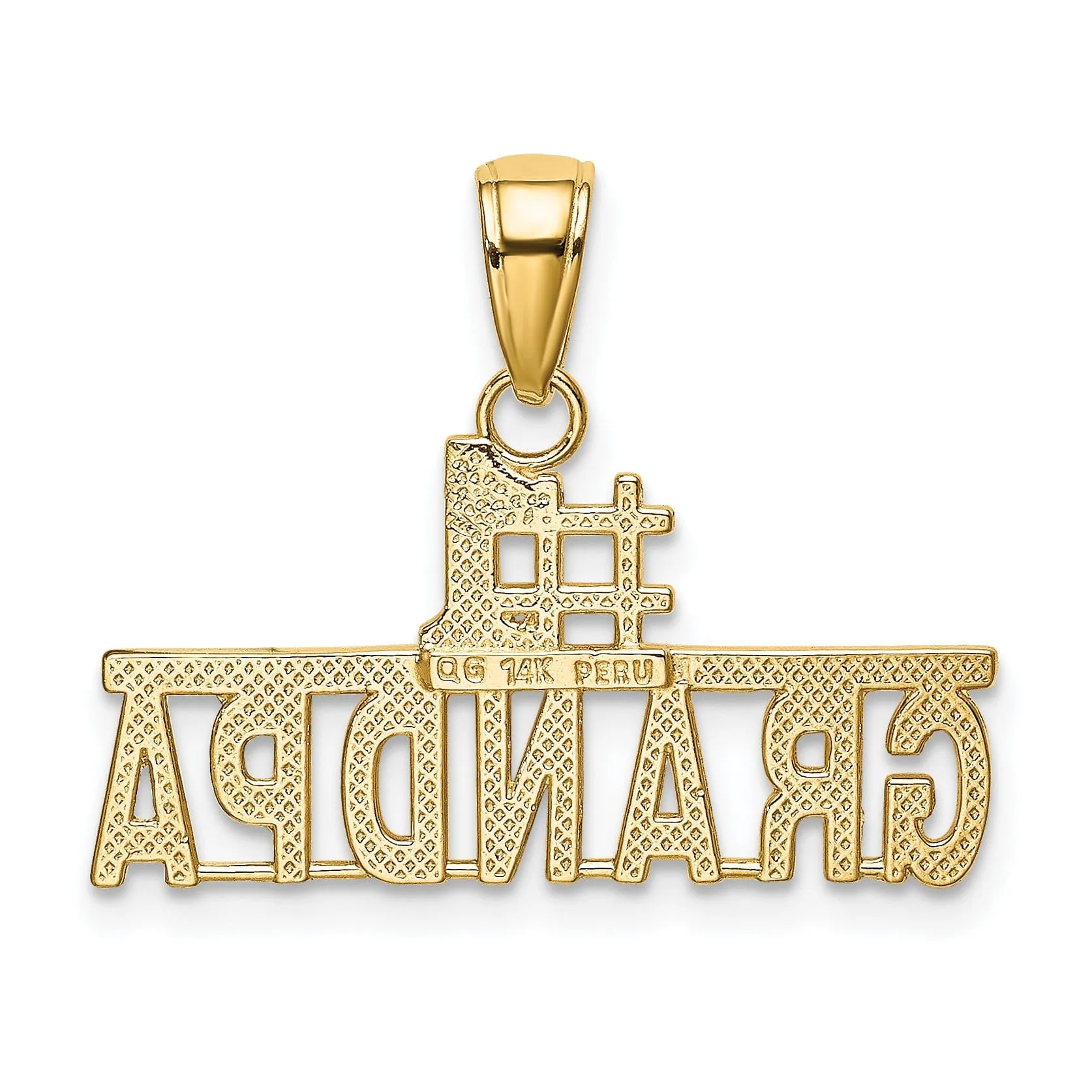 14k Yellow Gold Polished Finish Script #1 GRANDPA Charm Pendant