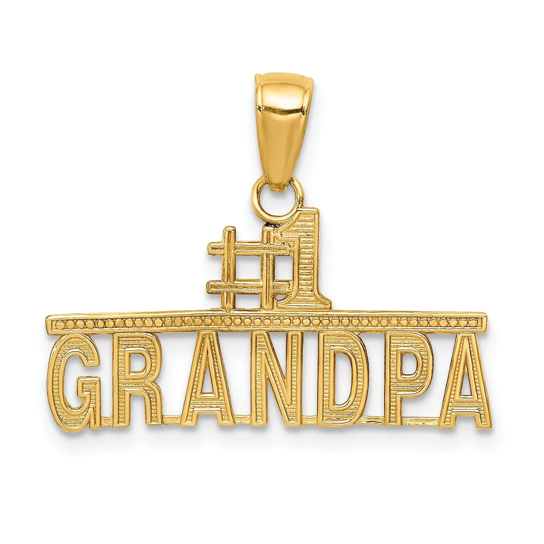 14k Yellow Gold Polished Finish Script #1 GRANDPA Charm Pendant