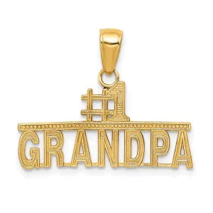 14k Yellow Gold Polished Finish Script #1 GRANDPA Charm Pendant