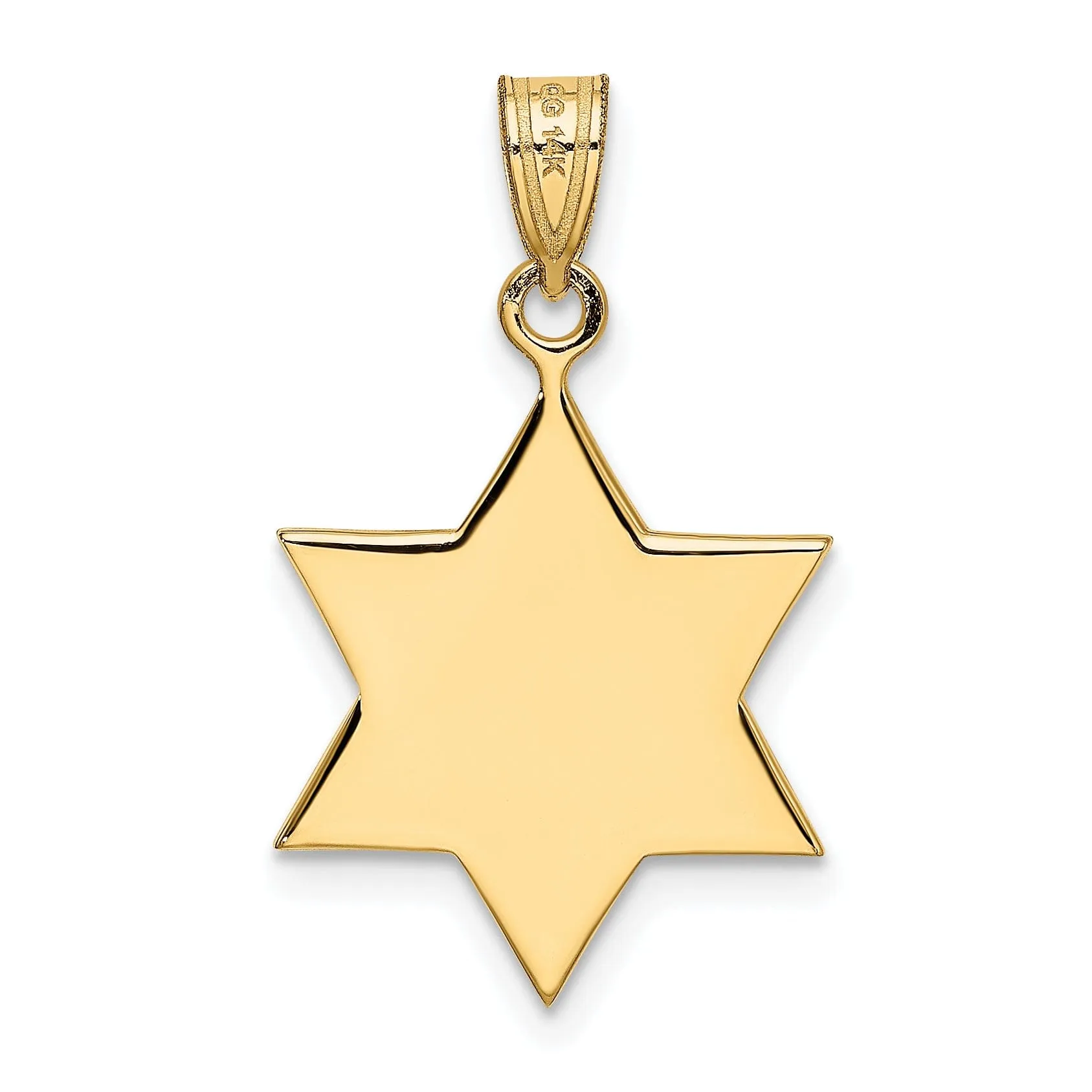 14K Yellow Gold Polished Satin Finish Flat Back Star of David Pendant