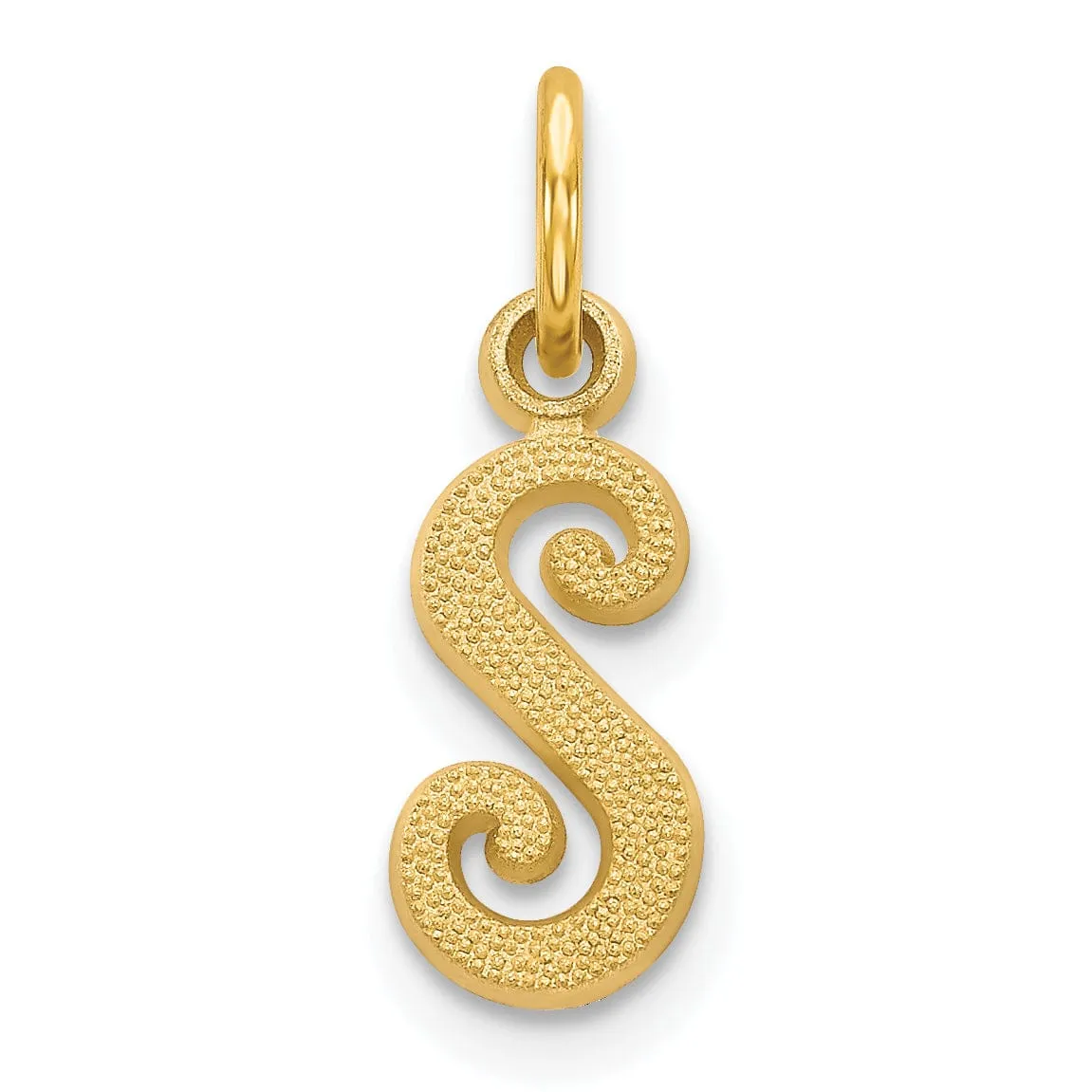 14K Yellow Gold Small Script Design Letter Z Initial Charm Pendant