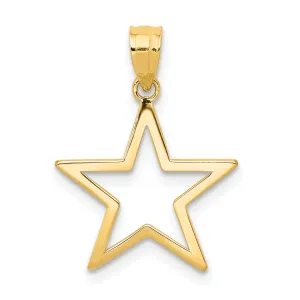 14k Yellow Gold Solid Textured Polished Finish Star Design Charm Pendant