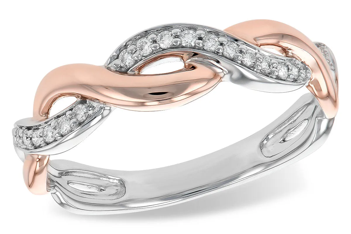 14KT Rose & White Gold Diamond Interwoven Band