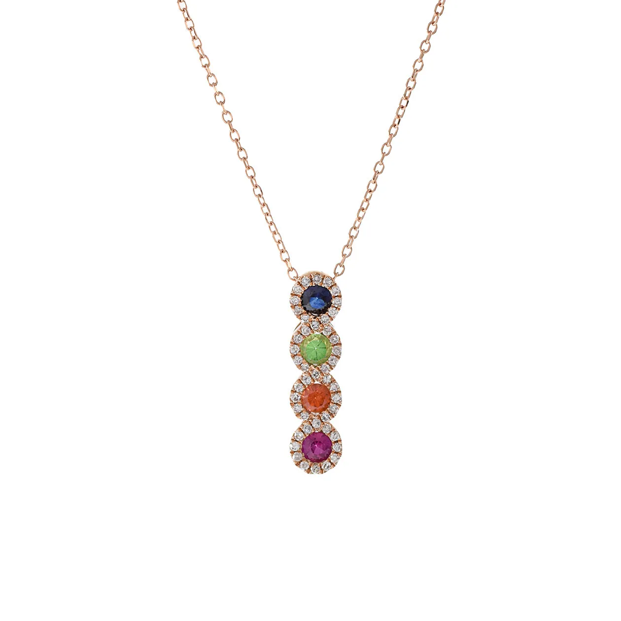 14KT Rose Gold Pendant With Multi Color Sapphire