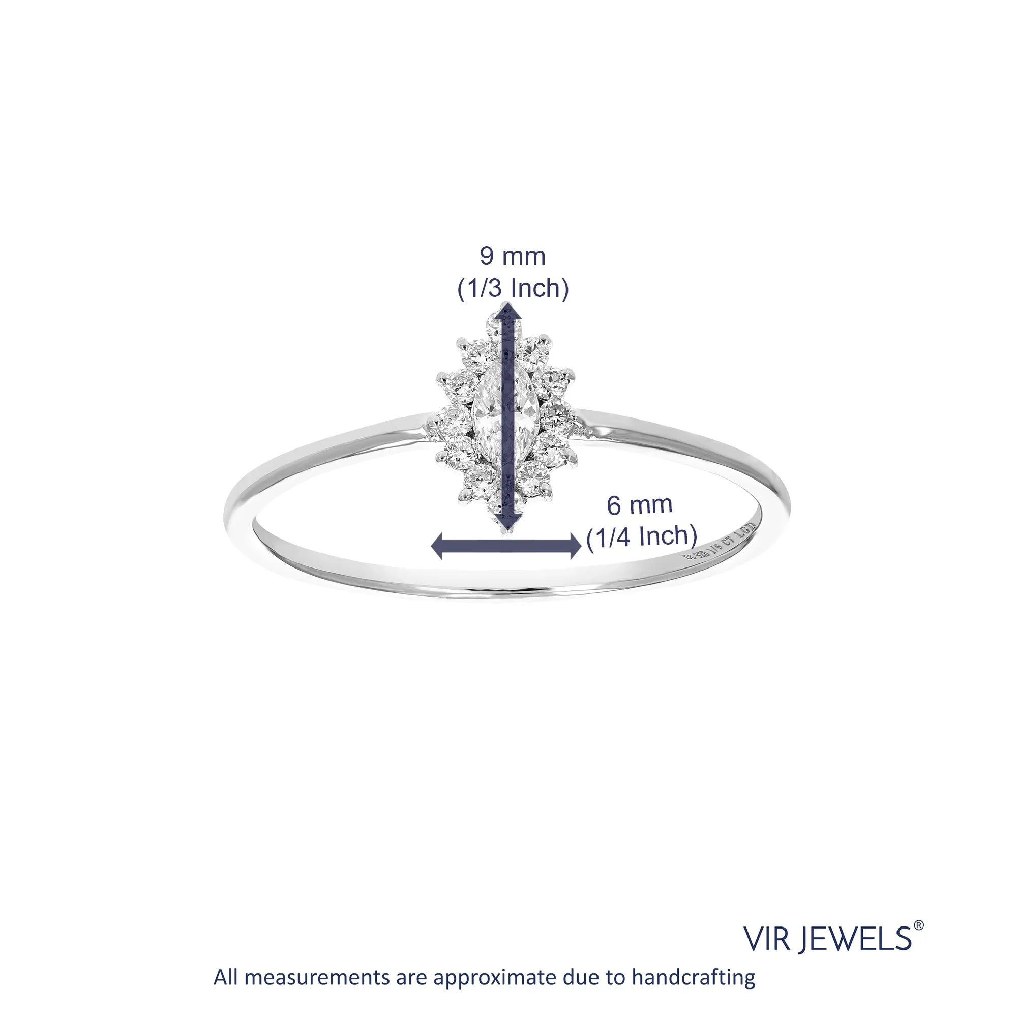 1/6 cttw Lab Grown Diamond Engagement Ring Marquise Cut in .925 Sterling Silver Prong Set