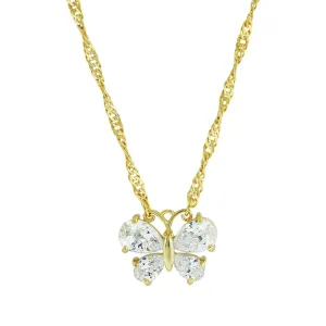 1928 Jewelry&reg; 14K Gold-Dipped Cubic Zirconia Butterfly Necklace 16"Adj.