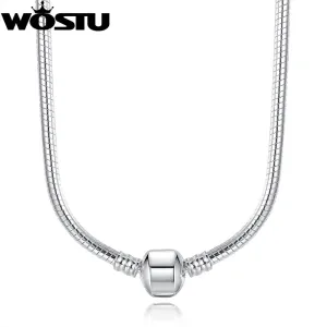 2017 Hot Sale Fashion 45CM Silver Snake Chain Necklace Pendant Fit Original Beads Charms Compatible with Jewelry Gift