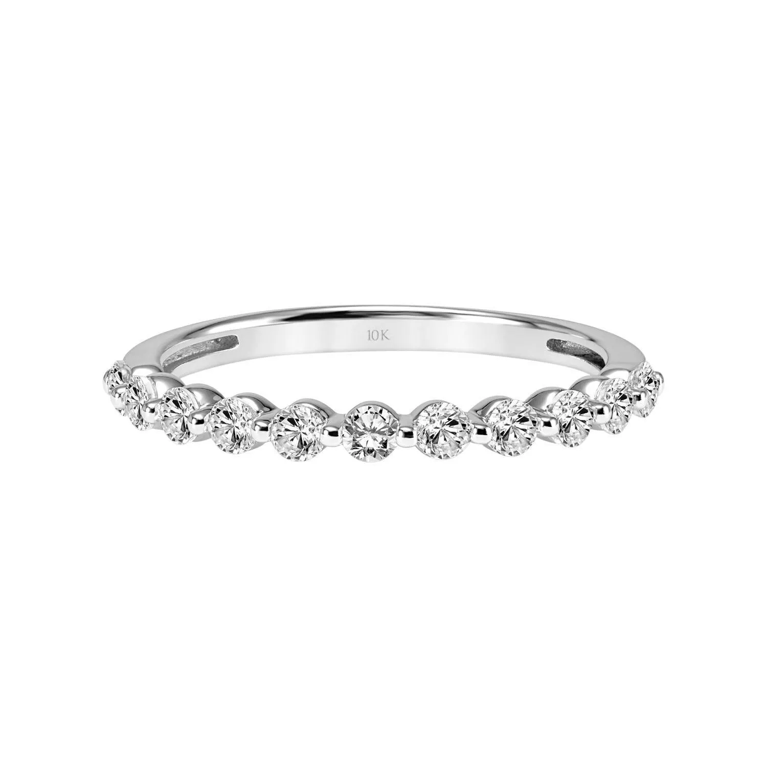 2.2mm Lab Grown White Sapphire Wedding Band in 10k White Gold