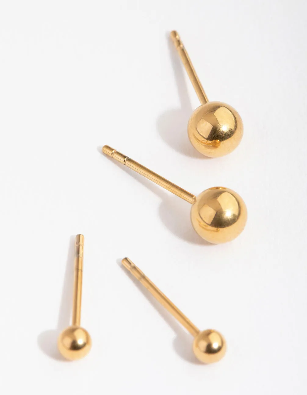 24 Carat Gold Plated Surgical Steel Graduated Ball Stud Earrings