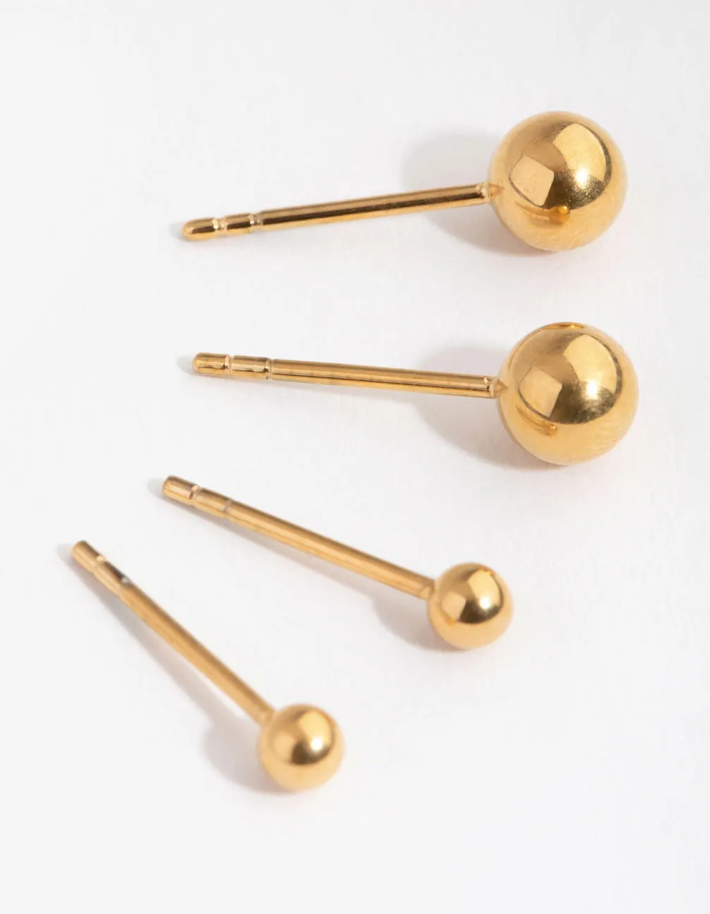 24 Carat Gold Plated Surgical Steel Graduated Ball Stud Earrings