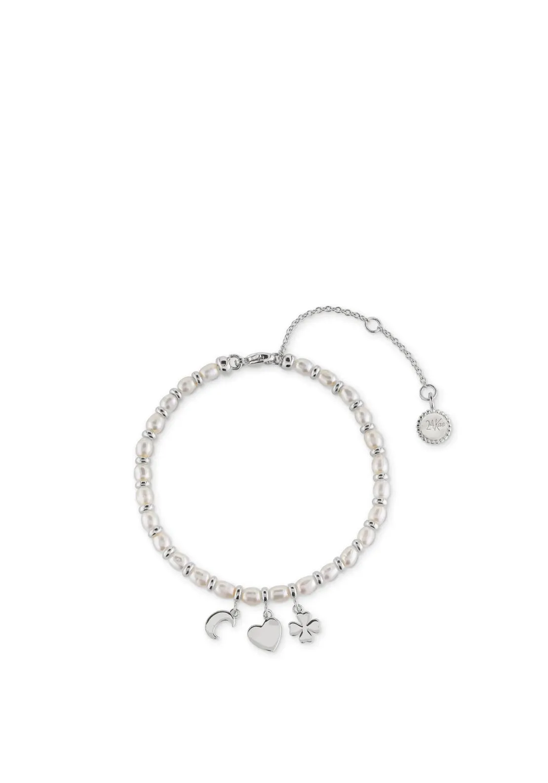 24Kae Beaded Pearl & Pendants Bracelet, Silver