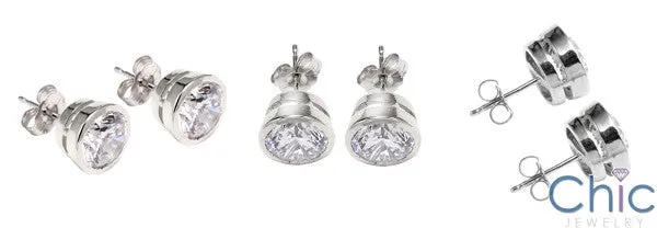 5 Ct Round Of Bezel Set Cubic Zirconia CZ Earrings