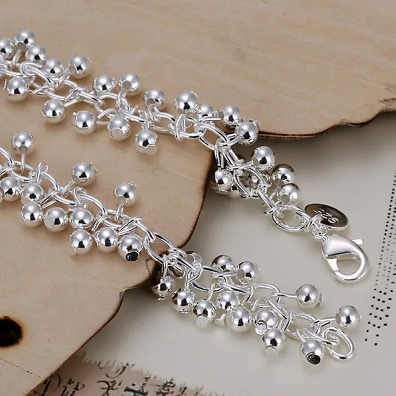 925 Sterling silver bracelets Charms bead chain fashion cute nice women grapes Bracelet wedding Jewelry free shipping