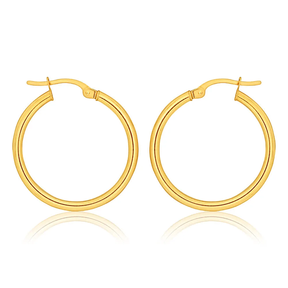 9ct Yellow Gold Plain Hoop 20mm European made