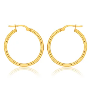 9ct Yellow Gold Plain Hoop 20mm European made