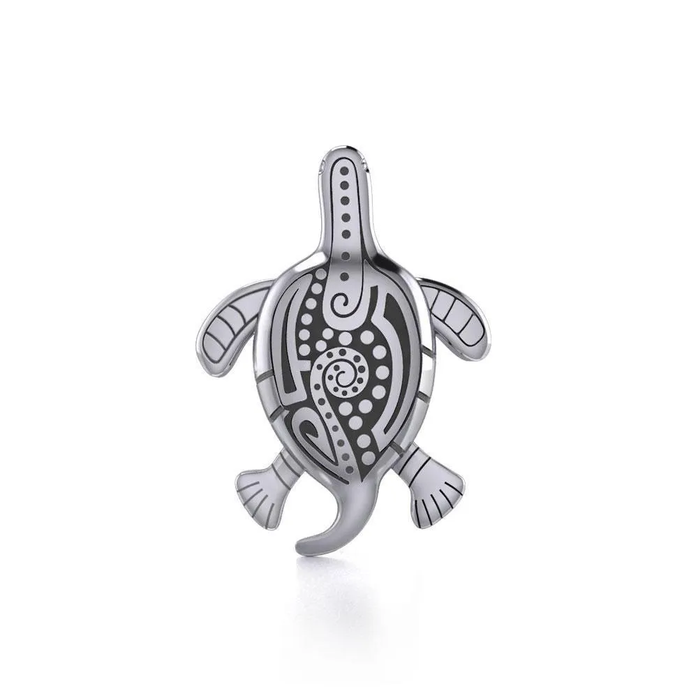 Aboriginal inspired Turtle Sterling Silver Pendant TP2326