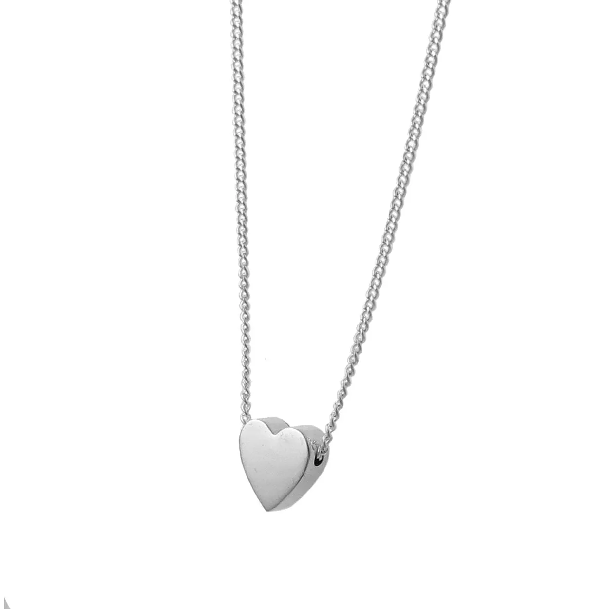 Adjustable Curb Chain 925 Silver Heart Necklace